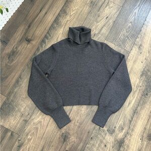 Wilfred Charcoal Cropped Turtleneck Sweater